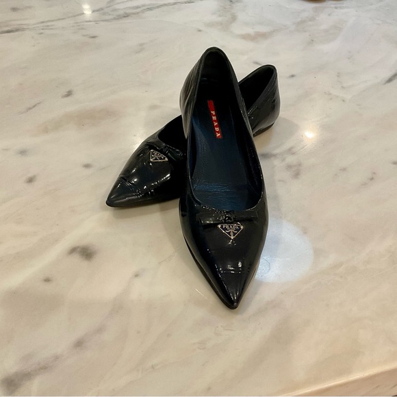 Prada Women's Navy Patent Leather ballet slippers - Picture 5 of 13